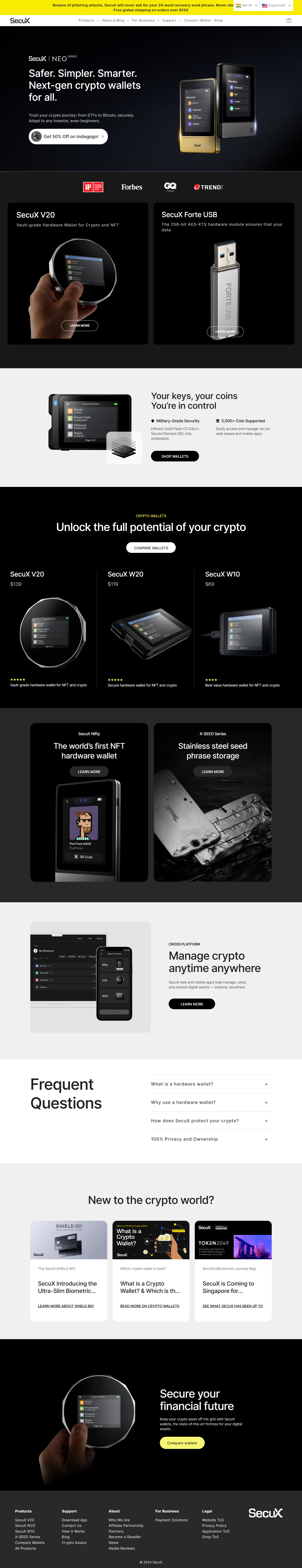 SecuX V20 Wallet® Most Secure Crypto Hardware Wallet®